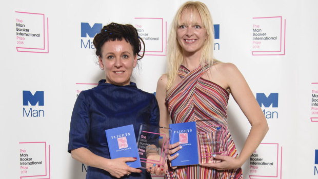 Polish author Olga Tokarczuk, left,  with translator Jennifer Croft after winning the Man Booker International Prize 2018, for her novel <em>Flights</em>.