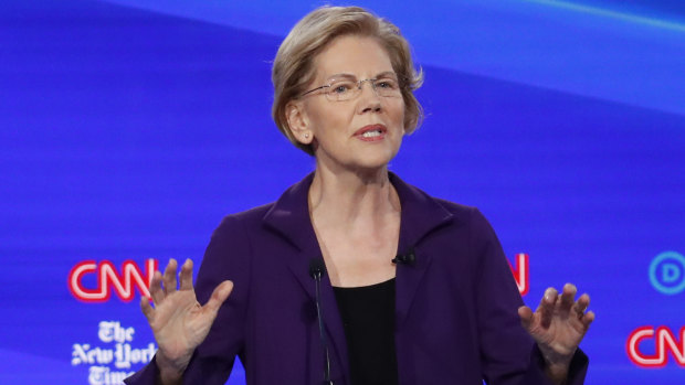 Elizabeth Warren during the recent Democratic presidential primary debate.