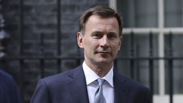 Britain's Foreign Secretary Jeremy Hunt leaves 10 Downing Street following a meeting on British oil tanker Stena Impero, which was captured by Iran.