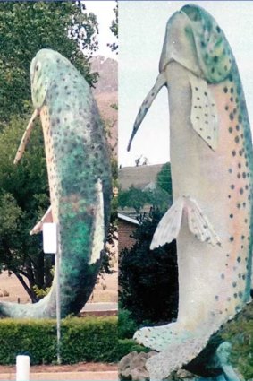 The Big Trout in Adaminaby back when it was green in 1973.
