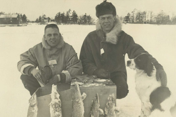 Don (left) Ice fishing for pike in New Jersey.