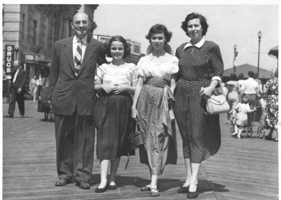 Janet Malcolm (second right) with her family after they arrived in the US.