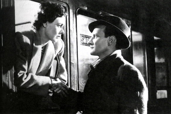 A still from the 1945 film Brief Encounter with Celia Johnson and Trevor Howard.