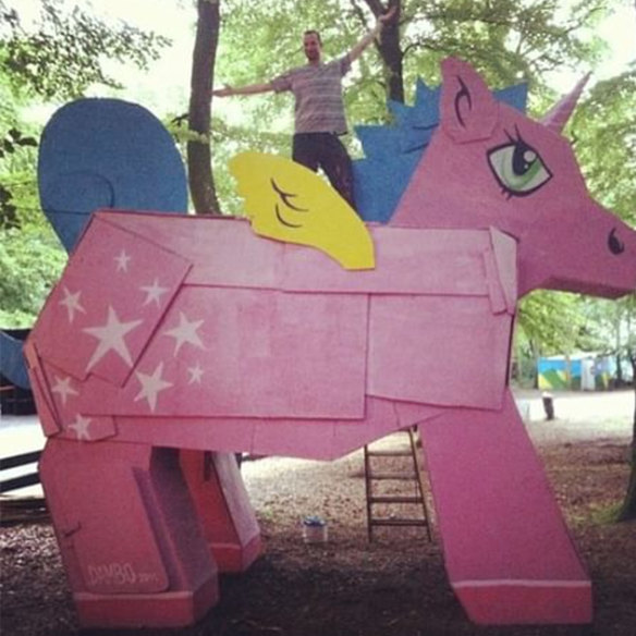 Dambo built his first big sculpture, a five-metre-tall “pony”, a decade ago in a quest to attract girls.