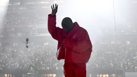 Kanye West (now known as Ye) onstage during a Donda listening event last July.