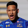 Israel Folau playing for the NTT Shining Arcs in Japan’s League One competition.