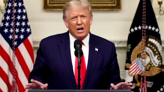 Donald Trump delivers a pre-recorded message to the United Nations General Assembly. 