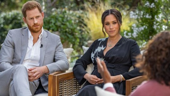 The Duke and Duchess of Sussex talk to Oprah Winfrey.