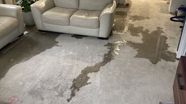 Inside Stuart Mclean’s flat, which had a waterproofing defect.