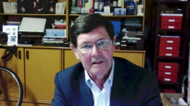 Senior government MP Kevin Andrews on a Zoom call talking about China.
