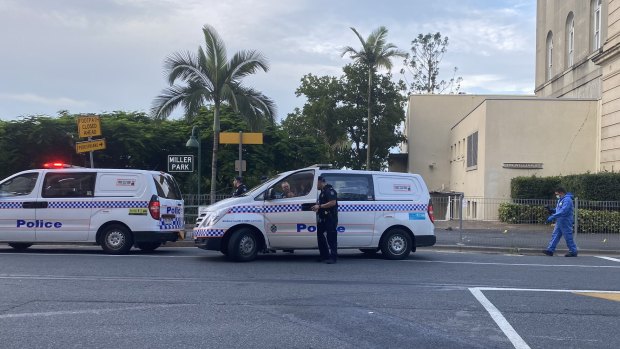 The scene of the stabbing near Treasury Casino in the heart of Brisbane on Thursday morning.