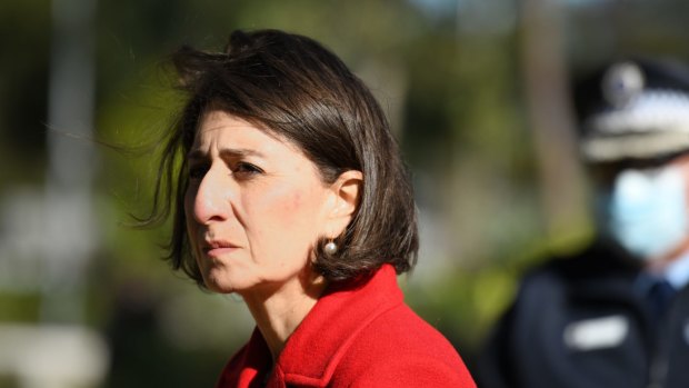 NSW Premier Gladys Berejiklian on the day she announced what was hoped to be a two week lockdown of Greater Sydney. Nine weeks later, the economic costs of the decision are growing.