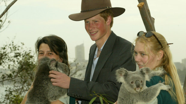 Pince Harry visiting Australia for the first time in 2003. His first engagement was held at Taronga Zoo in Sydney.
