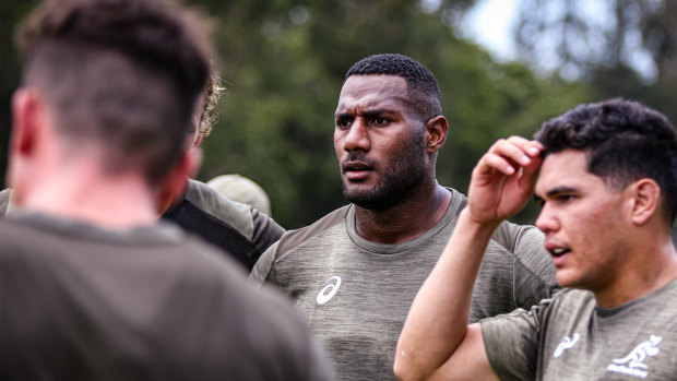 Vunivalu takes part in Wallabies training this week. 