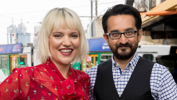 ABC Melbourne breakfast radio hosts Jacinta Parsons and Sami Shah.