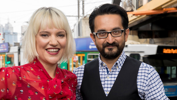 ABC Melbourne breakfast radio hosts Jacinta Parsons and Sami Shah.