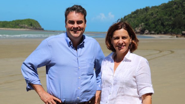 LNP leader Deb Frecklington, pictured with Mr Costigan, said he "doesn't have the morals and the values" to be part of her team.