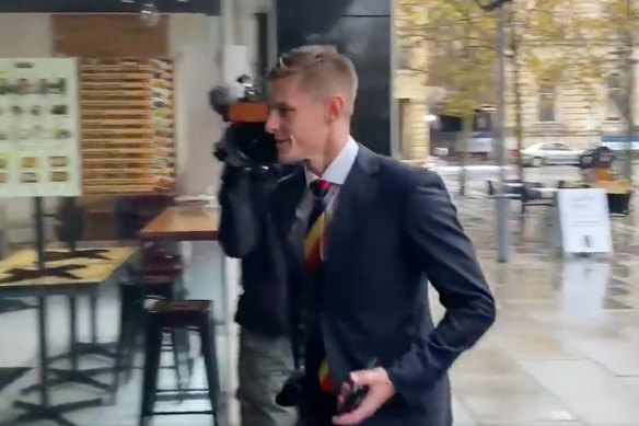 David Mackay arriving at the tribunal hearing on Thursday.