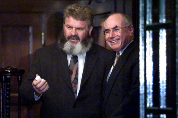 Geoff Clark with then-prime minister John Howard.
