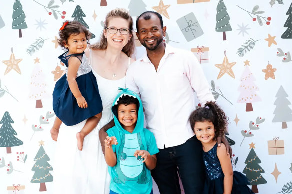 Max Jeganathan and his family. “My kids are mixed race. I wonder – in a future home-inspection line of potential renters – would they be considered ‘regular working Australians’ or ‘immigrants’?”