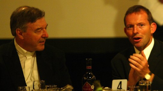 Cardinal George Pell with then federal health minister Tony Abbott at the 2004  Catholic Administrator Conference.