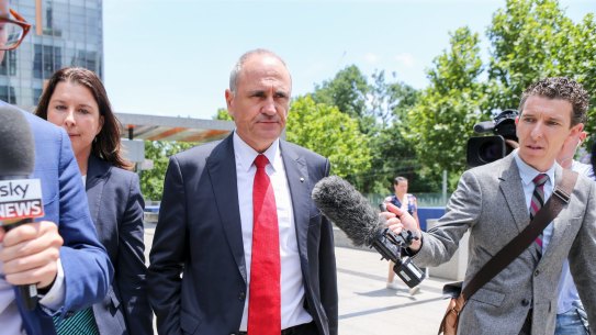 NAB chairman Ken Henry leaves the Banking Royal Commission into Misconduct in the Banking, Superannuation and Financial Services Industry.