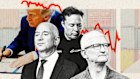 Donald Trump with Tim Cook, Elon Musk and Jeff Bezos.