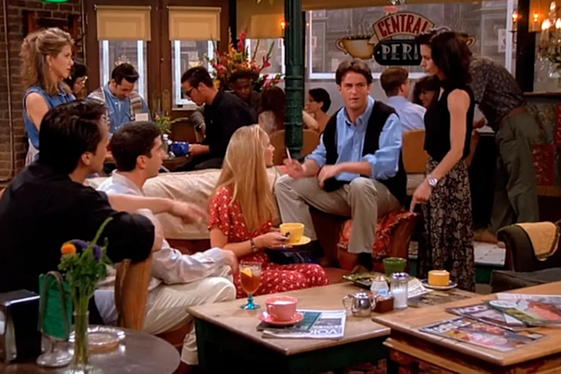 How many cups of coffee did each Friends character drink at Central Perk across 10 seasons 