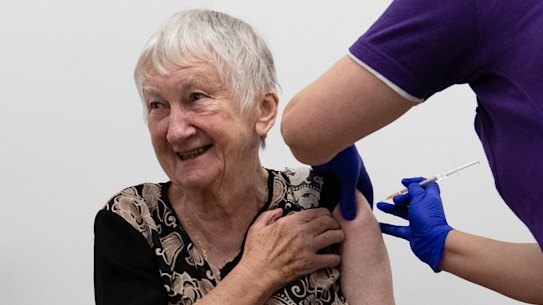 The first person in Australia to receive the Pfizer dose was Jane Malysiak.