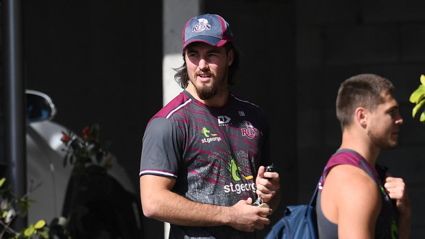 Queensland Reds captain Liam Wright watches on at Ballymore on Monday. 