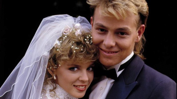 Kylie Minogue and Jason Donovan, who famously played Charlene and Scott in Neighbours.