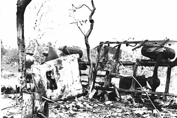 The remains of a truck following the Liberator inferno.