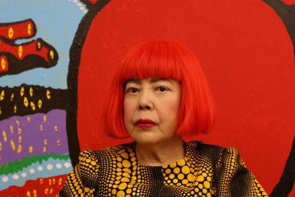 Yayoi Kusama, in front of Life is the Heart of a Rainbow (2017), is one of five women who dominate sales by female artists.