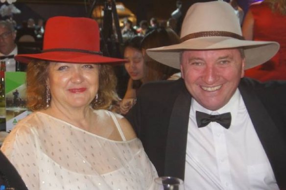 Fangirl: Gina Rinehart and Barnaby Joyce at the National Agriculture Day celebration last November. 