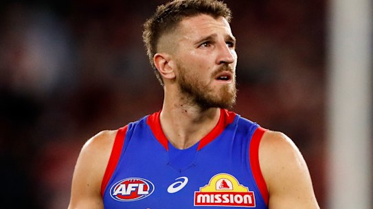 Marcus Bontompelli hurt his ankle in the Western Bulldogs’ loss to Melbourne.