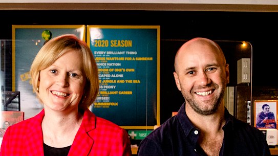 Belvoir Theatre's artistic director Eamon Flack and ABC reporter Sally Sara, who has penned a debut play about a foreign correspondent who returns to Australia to find everything changed.