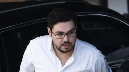 Bruce Lehrmann leaves his North Sydney home. April 11, 2024. Photo: Rhett Wyman / SMH