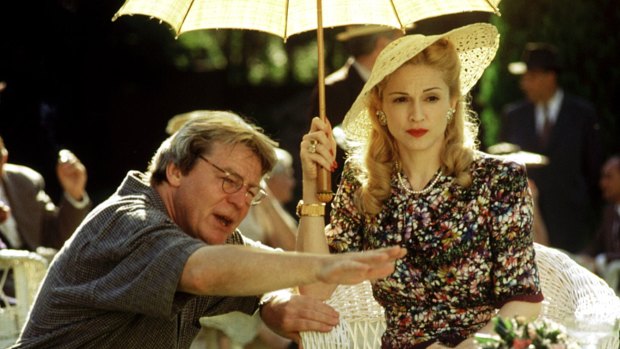 Alan Parker directing Madonna on the set of Evita, Budapest, 1996.