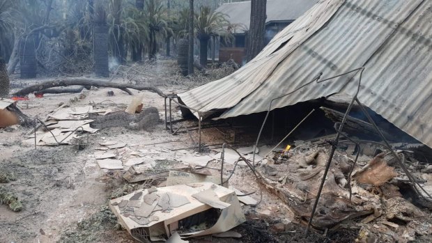 Damage to property following a fire at Carnarvon National Park on Wednesday night.