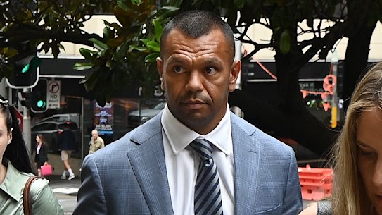 Kurtley Beale arrives at the Downing Centre District Court in Sydney.