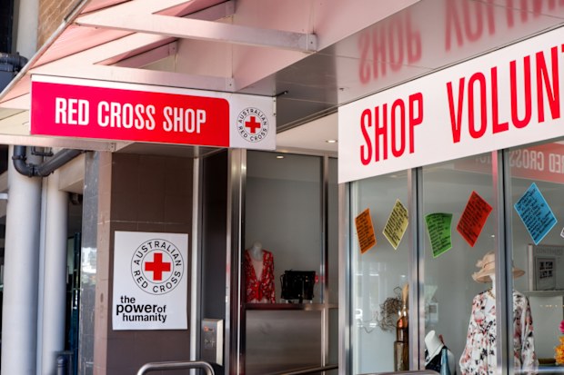 Sydney, Australia - 2019-10-02 Australian Red Cross Charity shop front. The power of 