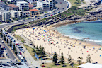 Aerial view of Maroubra Beach in Sydney during the peak of a hot Australian summer.