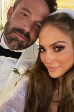 Jennifer Lopez, right, announced on her website that she and Ben Affleck got married in Las Vegas on July 16; she in “an old dress” from a movie, and he in a jacket from his closet. 