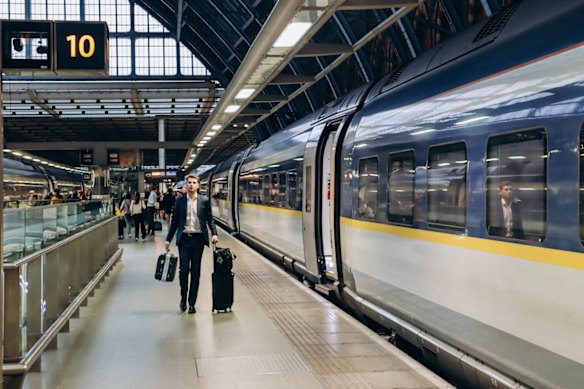 Eurostar on the platform at St Pancras.