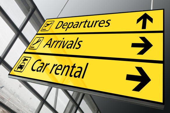 Yellow and black is the most common colour scheme for airport signage.