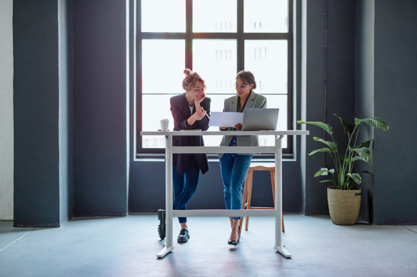 Standing desks are becoming more common in Australian offices.
