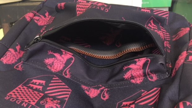 The snake inside the girl's schoolbag.