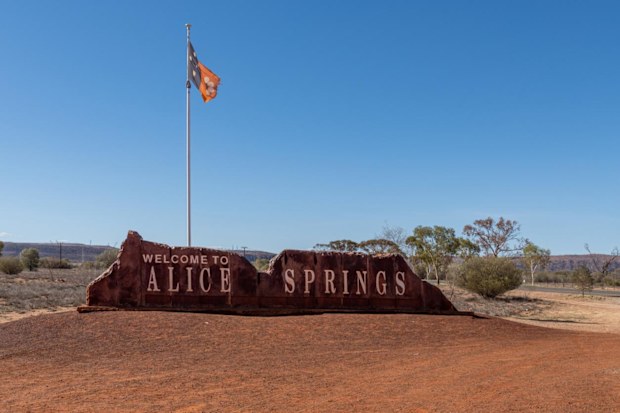 The famous Welcome To Alice Springs sign on Stuart Highway.