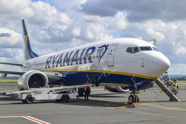 A Ryanair plane waiting for passengers