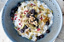 Prep bircher muesli (overnight oats) ahead, but vary the toppings.